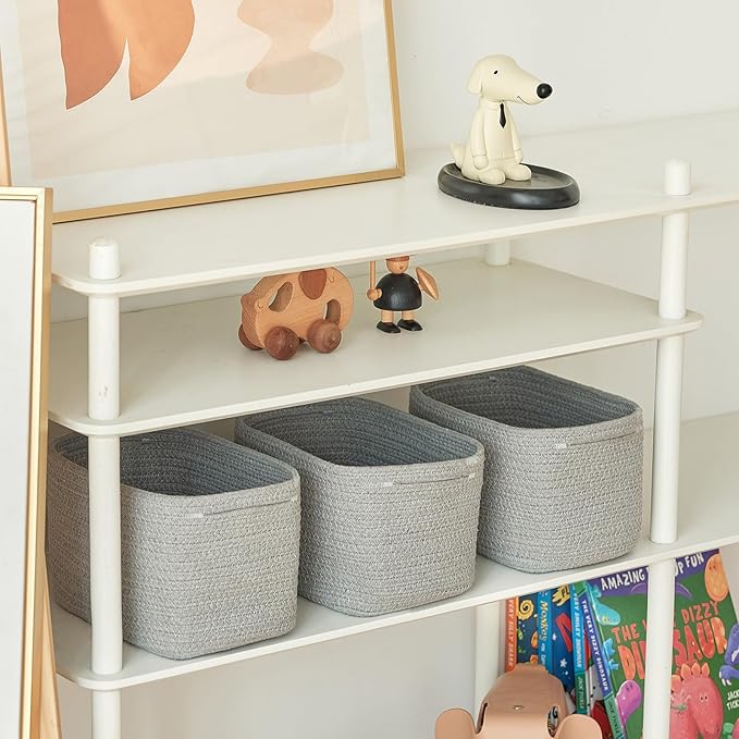 Small Baskets Set of 3 - 11"x7"x7" Perfect Toy Baskets for Storage, Ideal Storage Basket for Cube, Towels, and More - Basket for Shelves （Grey