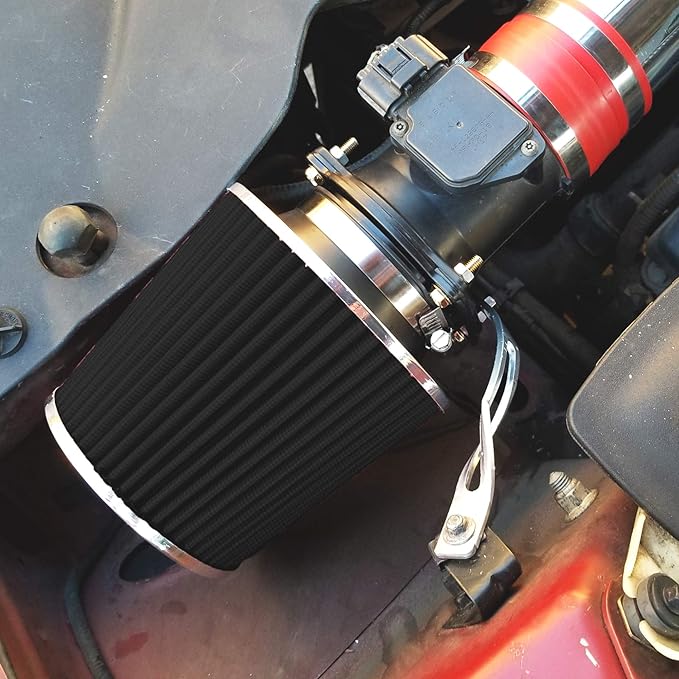 Mortar Aftermarket Auto Air Filter – 6 In Flange ID Car Enthusiast Class Universal Cold Air Intake Gulps in More Air for More Engine Power & Passionate Induction Sound, Length 6 In, Black