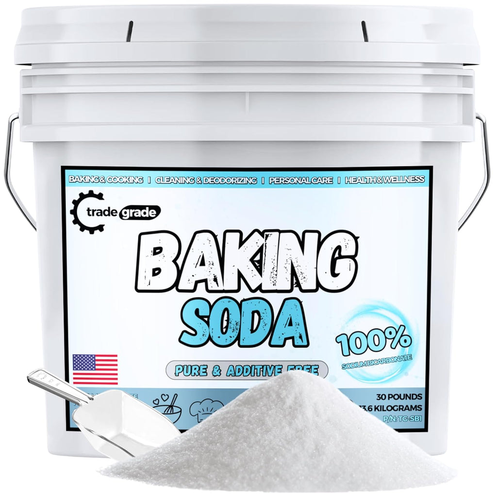 TradeGrade Pure Baking Soda Powder – 30 lb Bucket, Sodium Bicarbonate Powder | Premium Food-Grade for Baking, Bread, Cookies & More | Baking Soda for Cleaning, Natural Cleaner & Deodorizer