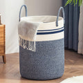 YOUDENOVA Woven Rope Laundry Hamper Basket, 72L Tall Laundry Basket, Baby Nursery Hamper for Blanket Storage in Bedroom-Large-Blue