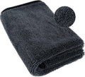 Airlab Microfiber Towels for Cars Wash Drying Extra Large Super Absorbent Cleaning Cloth Auto Detailing Ultra Soft, Lint-Free, Streak-Free, 35 x 24 Inch, Pack of 1, Grey-Black, 600 GSM