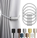 4 Pack Strong Magnetic Curtain Tiebacks Outdoor Elegant Decorative Tie Backs Modern Rope Tiebacks for Drapes Window Curtain Holdbacks for Draperies- Grey
