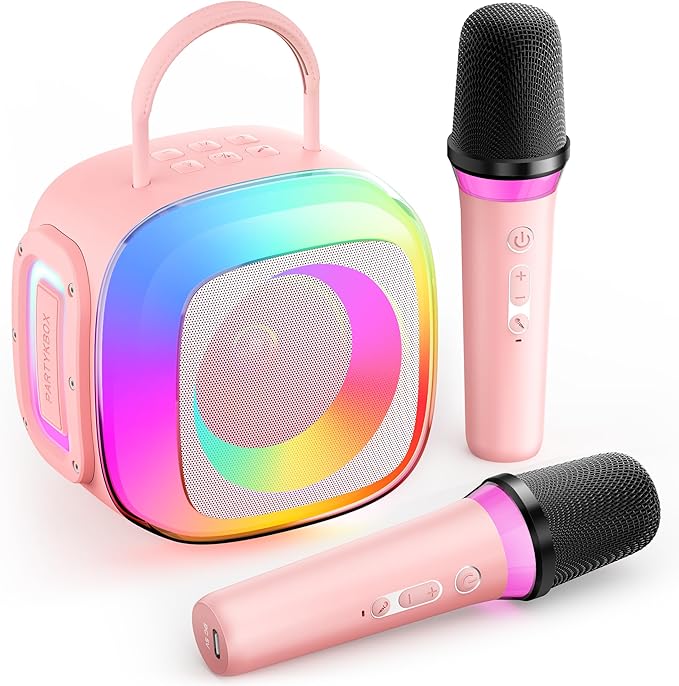 Mini Karaoke Machine for Kids Adults: Portable Karaoke Machine with 2 Wireless Mics for Home Party - Singing Karaoke Speaker Toy Gift for Girls Boys Ages 4 5 6 7 8 9 10 11 12+ Years Old Birthday