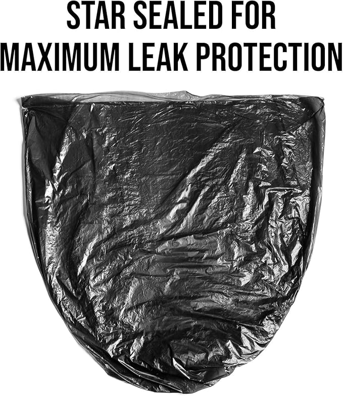 Aluf Plastics T-Tough Roll Pack Low Density Repro Blend Star Seal Coreless Rolls Bag, 45 Gallon Capacity, 46" Length x 40" Width, XXH Strength, Black (Pack of 100)