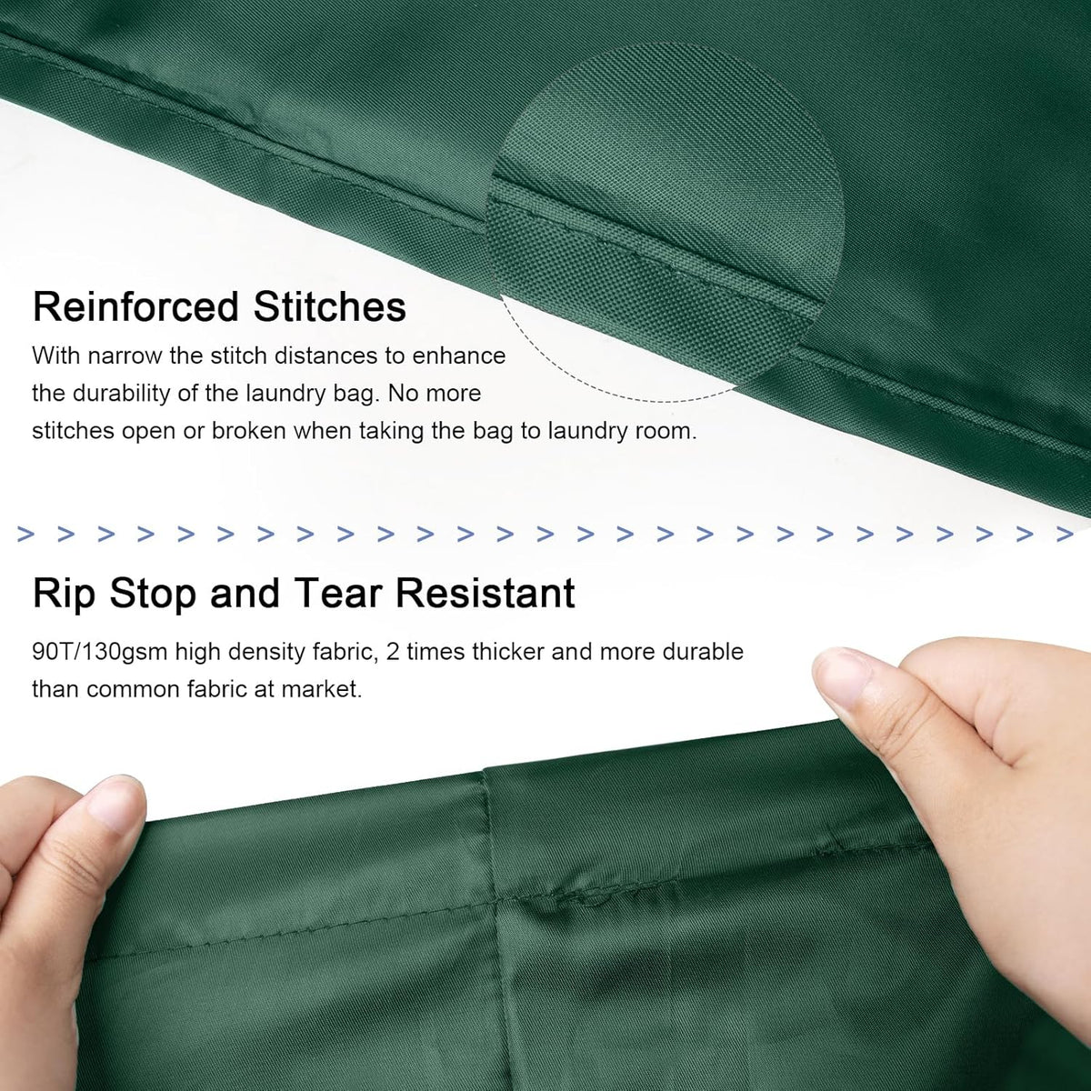 Polecasa Heavy Duty Large Laundry Bag with 130gsm Tear Resistant Fabric and Handles, Easy to Carry Durable Dirty Clothes Drawstring Bag, Perfect for College Dorm,Travel, 28”x36”,Green