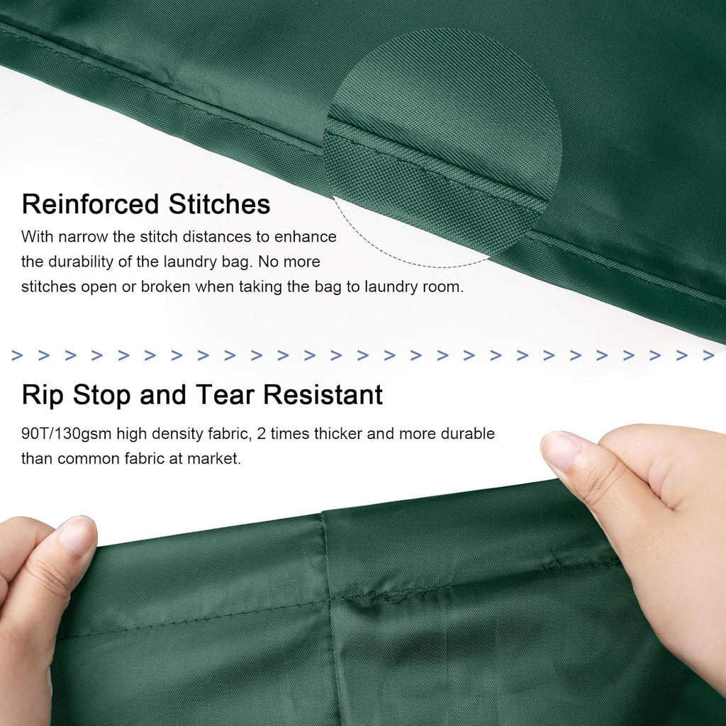 Polecasa Small Heavy Duty Laundry Bag with 130gsm Tear Resistant Fabric and Handles, Easy to Carry Durable Dirty Clothes Drawstring Bag, Perfect for College Dorm, Travel 21”x24”, Green