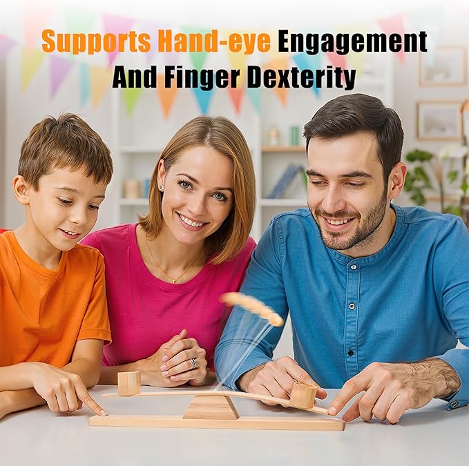 Ring Toss Game, Portable Wooden Tabletop Game for Teens & Adults, Skill Development & Dexterity Challenge, Office Desk Travel Party Camping Game Night Fun