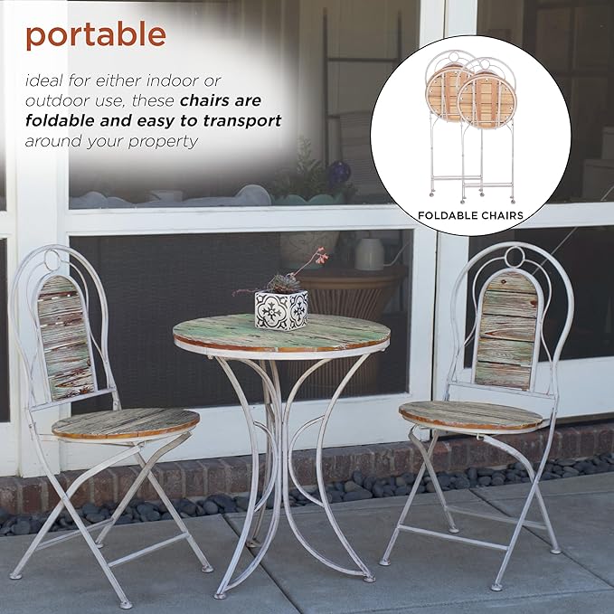 Alpine Corporation Green Weathered Wood Bistro Set, 3-Piece