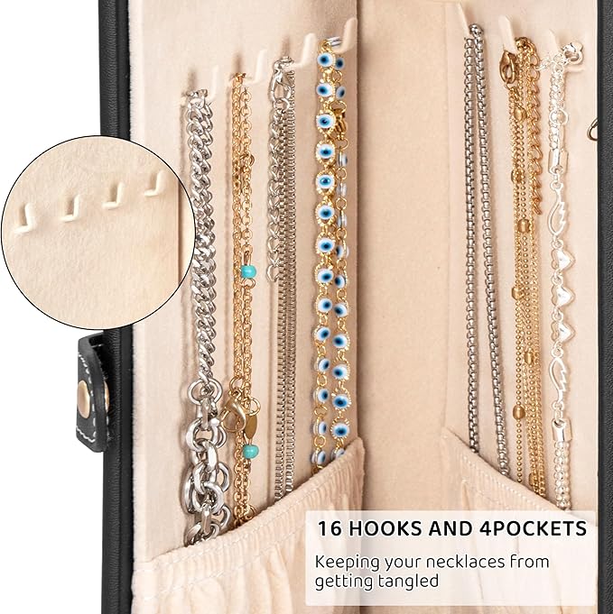 AKOZLIN 6-Tier Jewelry Box Lockable Leather Jewelry Storage Case with 5 Drawers for Women Girls Ring Necklace Earring Bracelet Holder Organizer with Mirror