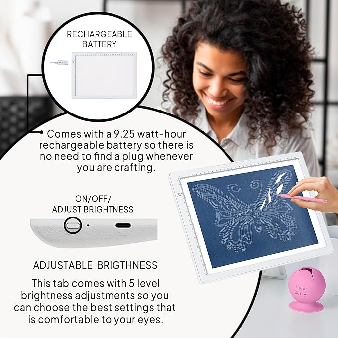 iVyne Rechargeable A4 Light Pad for Tracing & Weeding - LED Light Board for Weeding Vinyl - for Cricut Vinyl Weeding Tools - Ultra-Thin & Portable - Perfect for Artists & Crafters - White