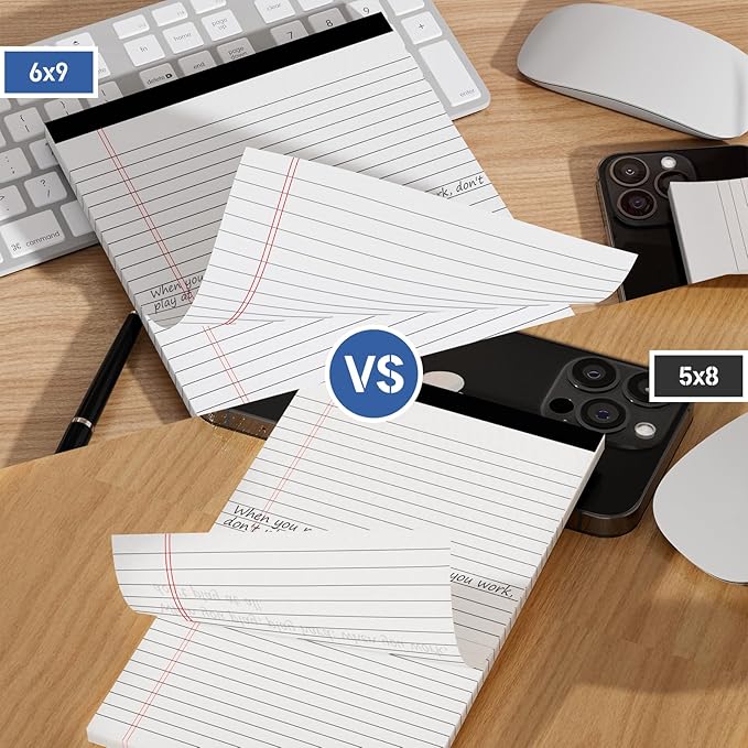 Legal Pads 4 Pack of Note Pads 6 x 9 Inch Notepad 21lb Thick Paper Legal Pad 30 Sheets Note Pad College Ruled Small Legal Pads 29 Lines Writing Pads for Writing, Sketching, and Note-Taking
