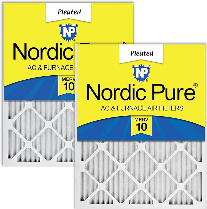 Nordic Pure 20x30x1 (Actual Size: 19 3/4 x 29 3/4 x 3/4) Pleated MERV 10 Air Filters 2 Pack