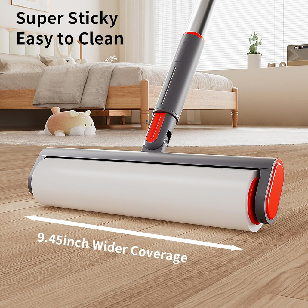 Large Lint Rollers for Pet Hair,Extra Sticky 9.45'' Giant Lint Roller with 240 Sheets Lint Rollers with 3 Extendable Handle for Floor,Carpet, Couch, Clothing, Animal Fur