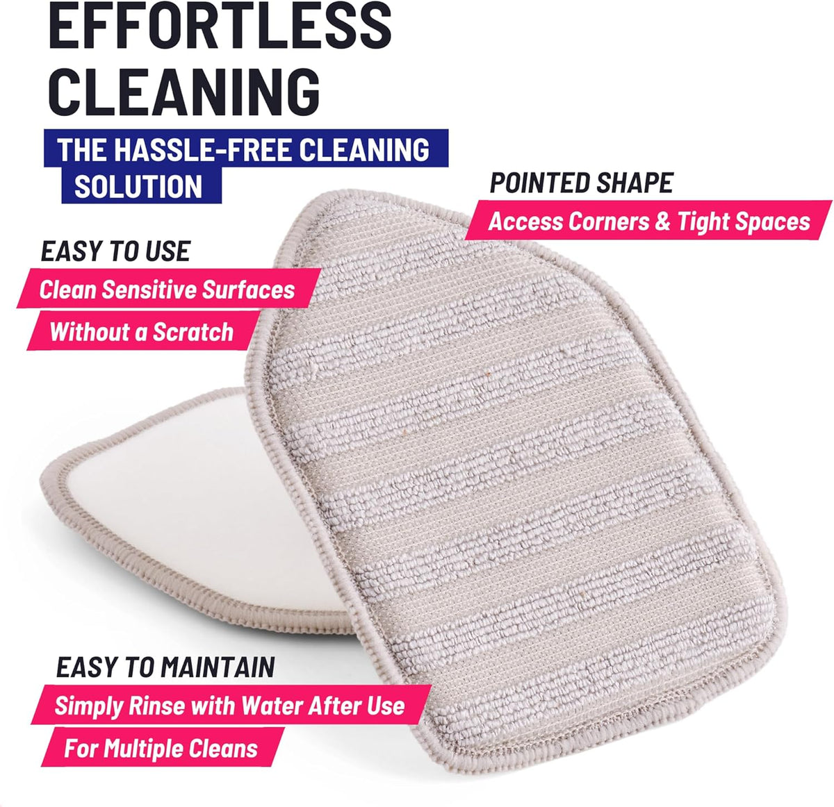 Replacement Microfiber Pad for Moku Home Extendable Tub Tile Shower Scrubber for Cleaning Non-Scratch (2X Microfiber Pads Gray)