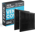 Repa Market 12 x 12 Inch (Outer) Black Square Air Vent Cover - Pack of 2 Plastic Fresh Air Intake Vent - AC Cover with Nylon Mesh Screen, Wall, Ceiling HVAC Return Air Register, Modern Soffit Vents
