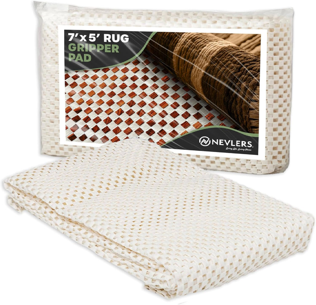 Nevlers 5'x7' White Anti Slip Rug Mat Non Skid Design | PVC Non Slip Rug Pads | Customizable Open Weave Rug Pad for Hardwood Floors