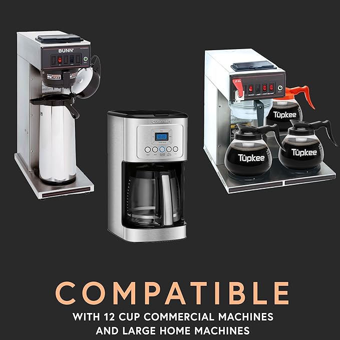 Tupkee 12-Cup Large Coffee Filters - 9.75” x 4.25” - 1000 Count - Tall Walled to Prevent Ground Overflow - Compatible with Bunn 12 Cup Commercial Coffee Maker & Large Home Machines - Made in the USA