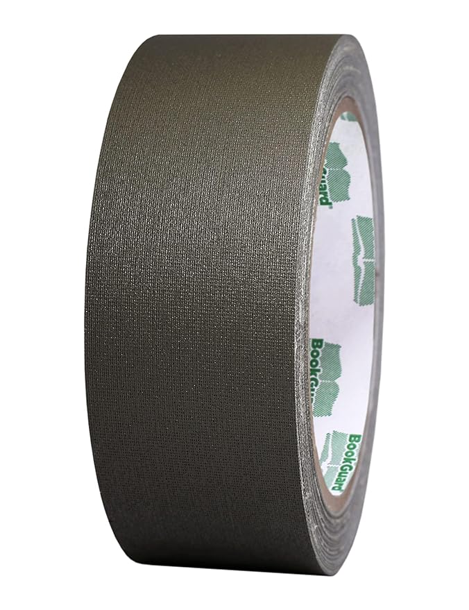 BookGuard 1-1/2 Inch Vinyl-Coated Cotton Cloth Bookbinding Repair Tape, 15 Yard Roll, Olive Green
