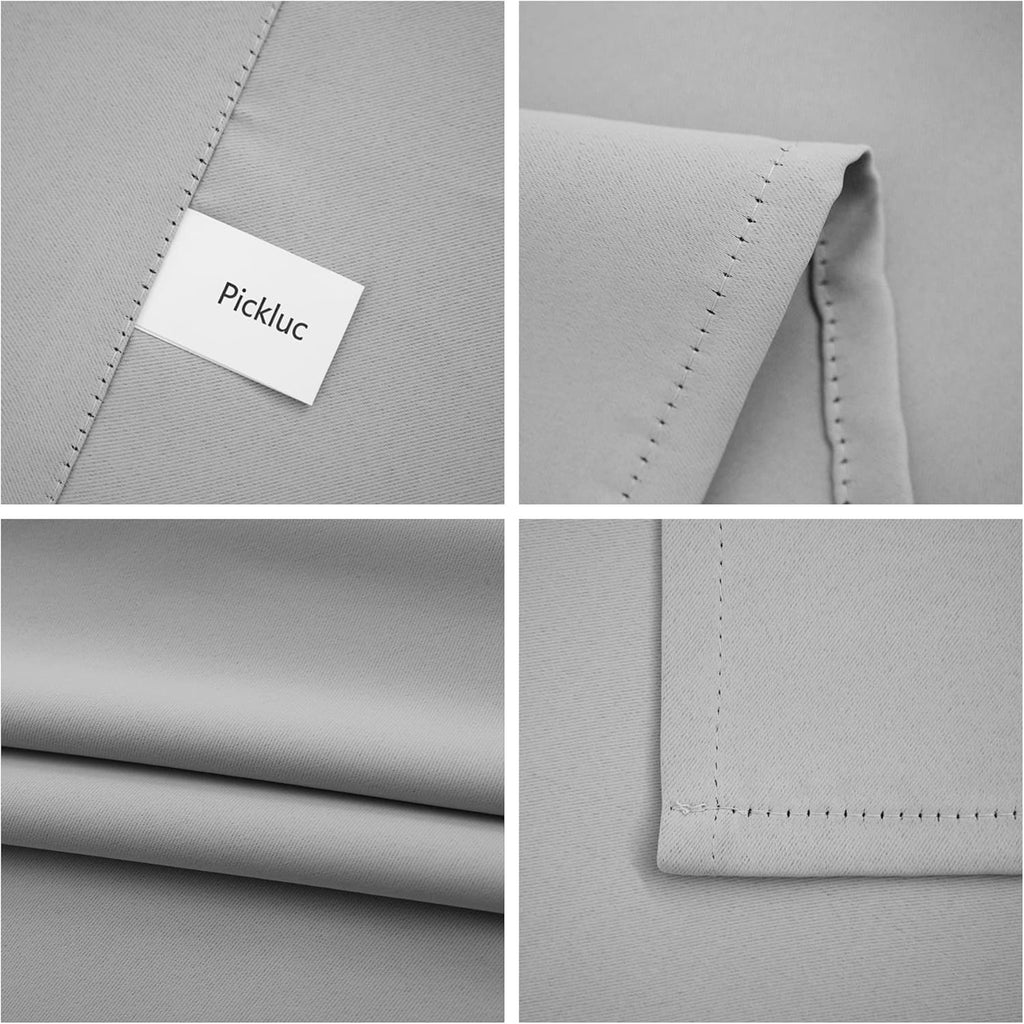 Pickluc Light Grey Cafe Curtain - 30 Inch Length, Half Window, Rod Pocket, Short Blackout, 30" Wide x 30" Long, 2 Panels