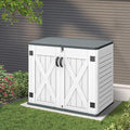 YITAHOME Outdoor Resin Storage Sheds with X-Shaped Lockable Door, 39 in Height Lockable Waterproof Horizontal Shed w/o Shelf, Easy to Assemble Shed Storage for Garden Tools, Light Gray