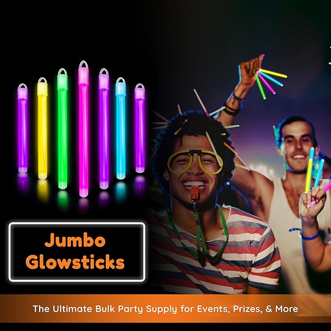 Glow Fever Glow in The Dark Sticks - 100 ct 6" Glow Sticks Bulk Party Pack with End Caps & Lanyards - Glow Party Favors for Concert, Festival, & Wedding - Neon Light Sticks, Blue