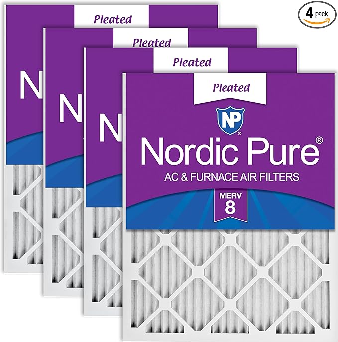 Nordic Pure 20x30x1 (Actual Size: 19 5/8 x 29 5/8 x 3/4) Pleated MERV 8 Air Filters 4 Pack