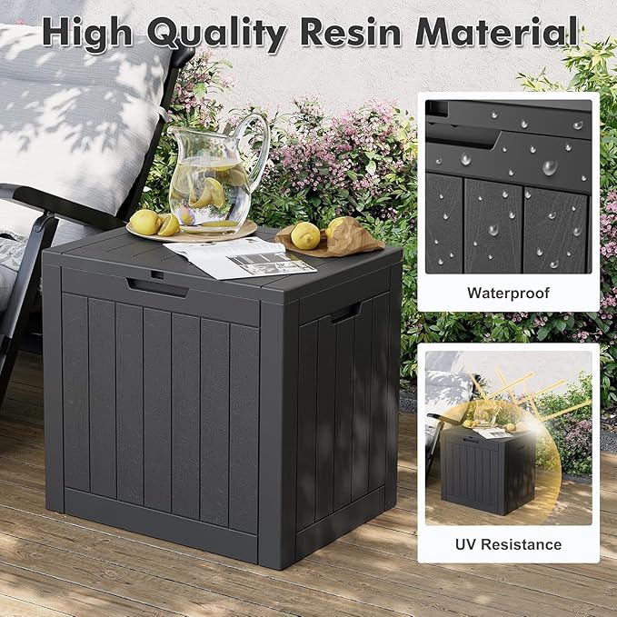 31 Gallon Outdoor Storage Box, Waterproof Resin Deck Box with Lockable Lid – Storage Cabinet for Patio Furniture, Pool Supplies, Garden Tools – Indoor & Outdoor Use(2Box/Set)