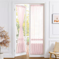 Tollpiz Sheer Door Curtain Closet Linen Textured Curtain Sheers Doorway Light Filtering Voile French Door Rod Pocket Curtains Patio Glass Door, 25 x 80 inches Long, Pink, Set of 1 Panel