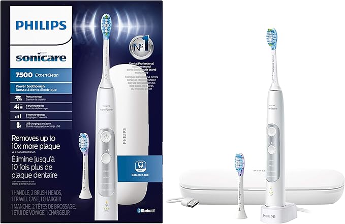 Philips Sonicare ExpertClean 7500 White, Rechargeable Electric Power Toothbrush, HX9690/06