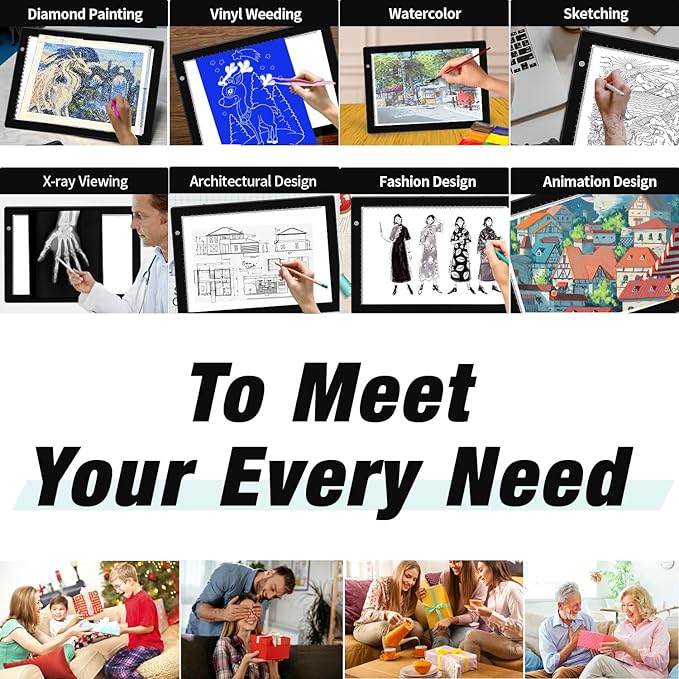 A4 Light Box for tracing,Ultra-Thin Magnetic led Light pad for Drawing,Stepless dimming lightbox for Sketching,Tattoo, Light Table for Artists,Diamond Painting,X-ray Viewing