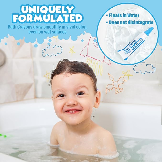Tub Works® My Colorful Bath™ Kids Bath Set | Nontoxic | Fizzy Bath Color Tablets (150 Count), Smooth™ Bath Crayons (12 Pack) & Bath Paint Soap (6 Pack) | Creative Bath Toys for Toddlers & Kids