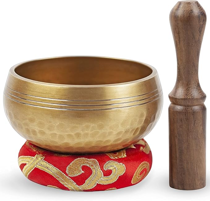 Tibetan Singing Bowl Set - Easy To Play for Beginners - Authentic Handcrafted Mindfulness Meditation Holistic Sound 7 Chakra Healing Gift by Himalayan Bazaar (3.5")