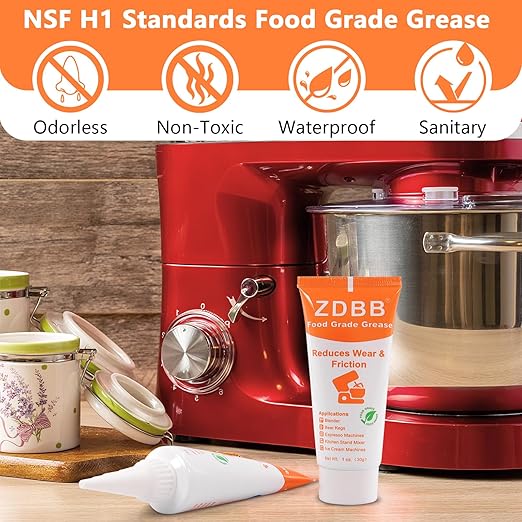 Food Grade Grease for Kitchenaid Stand Mixer Odorless Food Grade Equipment Lubricant with PTFE Espresso Machine Grease Sanitary Lubricant for Beer Kegs, Meat Slicer, Grinders, 1 oz 1-Pack