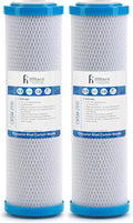 iFilters 0.5-Micron Carbon Block Water Filter – Coconut Shell CTO Drinking Water Filter Cartridge – 10-inch Replacement for Filtration Systems – Reduces Odors, Chlorine Taste – 2.5" x 10" (2 Pack)