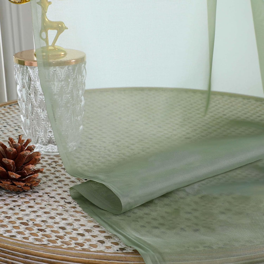 Chyhomenyc Extra Long Sage Green Sheer Curtains 108 Inches Long 2 Panels, Light Filtering Green Curtains for Living Room, Soft Gentle Voile Rod Pocket Bedroom Window Drapes, 59Wx108L Inch, 9FT, 2PCS