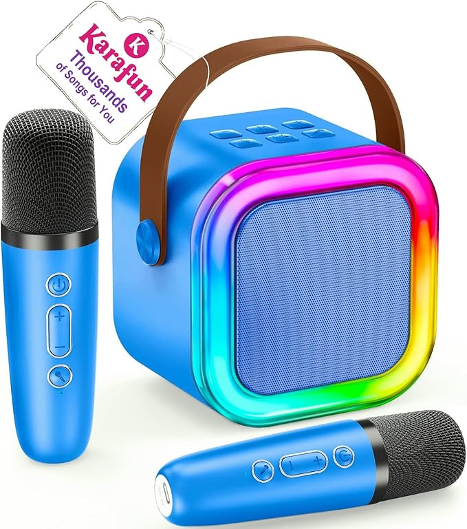 IROO Mini Karaoke Machine for Kids, 2025 TOP Toys Birthday Gifts Ideas for Girls Ages 4, 5, 6, 7, 8, 9, 10, 12+ Years Old, Portable Bluetooth Speaker with 2 Wireless Mics for Party Toddlers