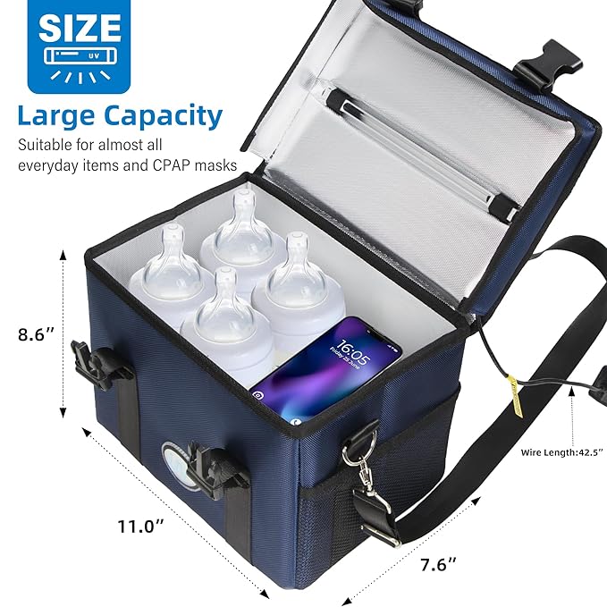 UV Sanitizer Box, 12L Portable Sanitizing and Cleaning Machine with 3-Level Timer, Foldable UV Cleaner Box for Toys, Mask, Towel, Key Etc. Ozone Free UV Cleaning Machine
