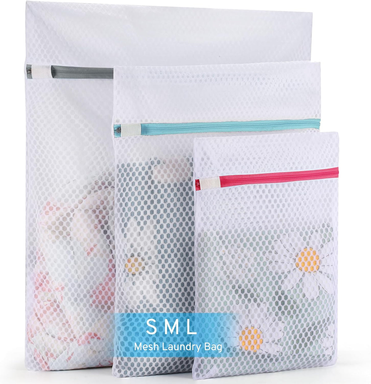 2nd Gen Honeycomb Mesh Laundry Bags for Delicates, Lingerie Bags for Washing Delicates, Travel Storage Organize Bag, Clothing Washing Bags for Blouse, Bra, Hosiery, Underwear and More(3 Pcs, 1L,1M,1S)