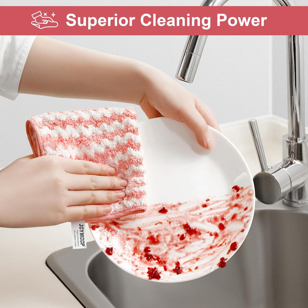 JOYMOOP 5 Pack Microfiber Cleaning Cloth, All-Purpose Microfiber Towels, Absorbent Streak Free Lint Free Rags for Cleaning Reusable and Washable Towels - 11.81" x 11.81"