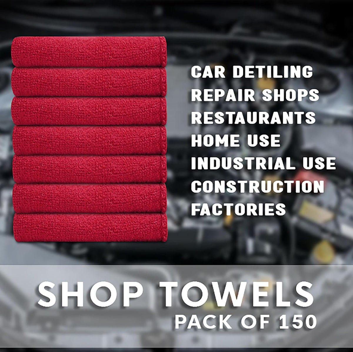 Cotton Shop Towels - Pack of 25 Cleaning Rags 12'' x 14'' - Super Soft and Absorbent Shop Rags for Cleaning House - Multipurpose Towels for Automobiles, Industries, Garage