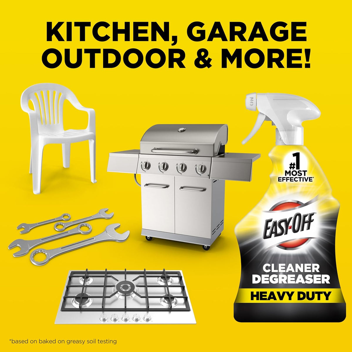 Easy-Off Heavy Duty Degreaser Cleaner Spray, Kitchen Degreaser, 32 Oz