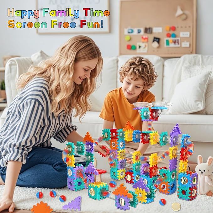 STEM Building Learning Toy, AOSITE 234PCS Marbles Run Kid Gift, Educational Race Track Construction Building Block for 5 6 7 8 9 10 11 12Years, Creative Marble Run Games Boy Girl Birthday Xmas Present