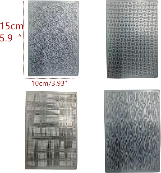 Arbuya Geometric Pattern Polymer Clay Texture Sheets for Earring Jewerly Making,Woodgrain Plaid Texture Mat for Polymer Clay Projects Polymer Clay Earrings Tools，4pcs/Pack