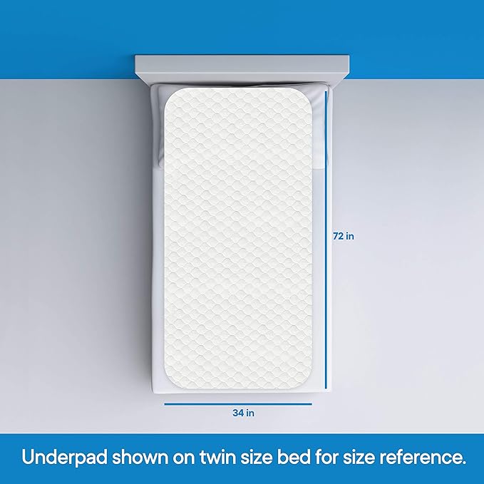 RMS Ultra Soft 4-Layer Washable and Reusable Incontinence Bed Pad - Waterproof Bed Pads, 34"X72"