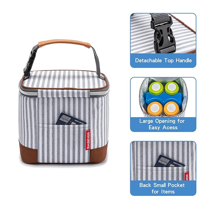 Breastmilk Cooler Bag with Ice Pack Fits 4 Baby Bottles Up to 5 Ounce, Baby Bottle Cooler Bag Great for Nursing Mom Daycare, Straps