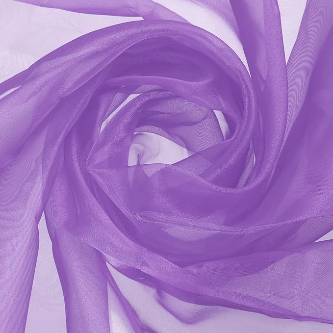 MECCANIXITY Iridescent Sheer Organza Fabric, 10 Yards x 59 Inches Solid Holographic Shiny Fabric Organza Cloth for Wedding, Curtains, Costume, Photo Background, Light Purple