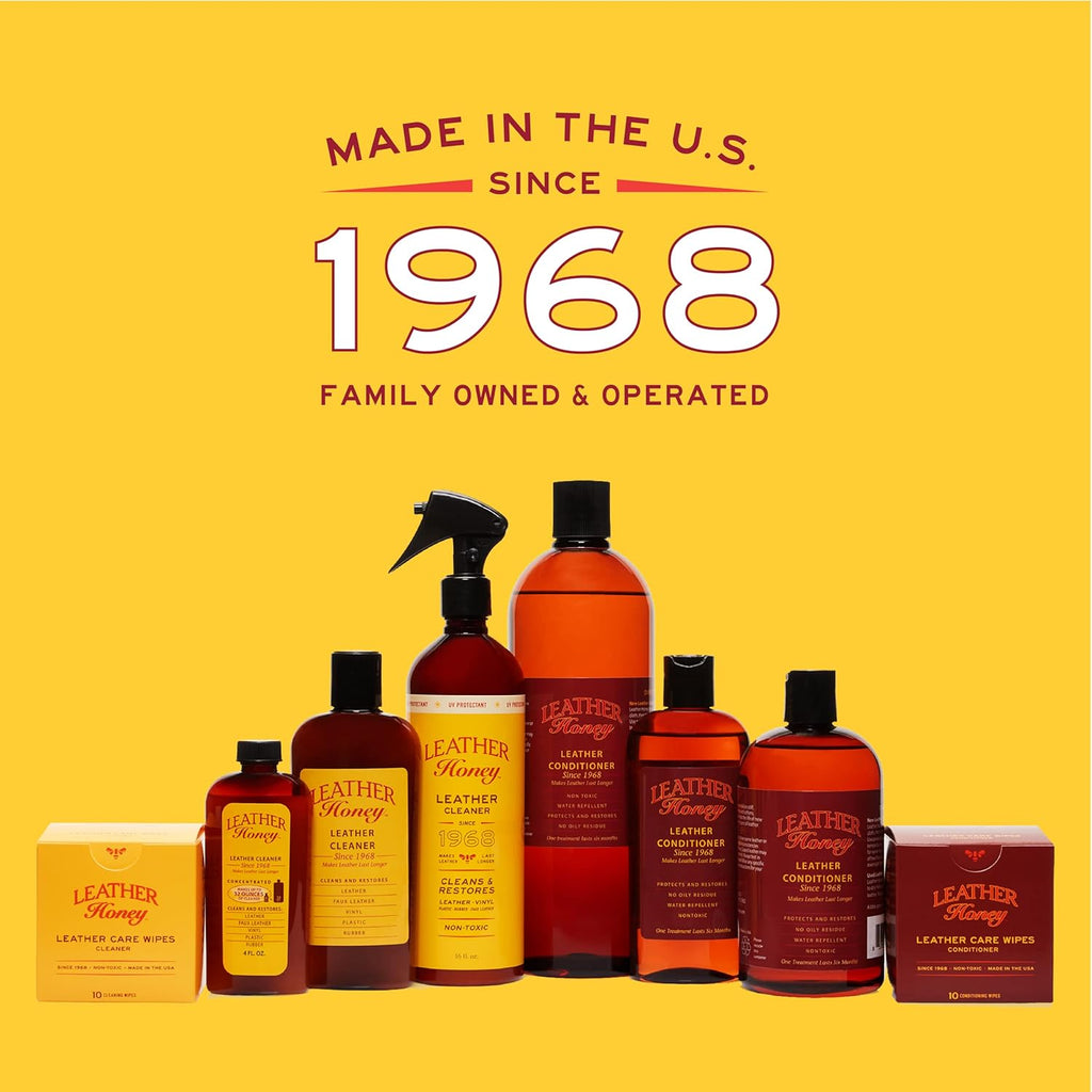 Leather Honey Complete Leather Care Kit Including 8 oz Cleaner and 8 oz Conditioner for use on Leather Apparel, Furniture, Auto Interiors, Shoes, Bags and Accessories