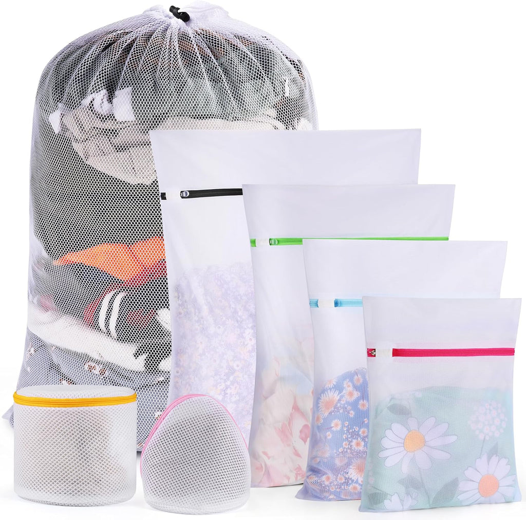 7 Pcs 7 Size Mesh Laundry Bags for Delicates with Premium Zipper, Lingerie Bags for Washing Delicates, Travel Storage Organize Bag, Clothing Washing Bags for Curtain, Blouse, Bra, Hosiery, Underwear
