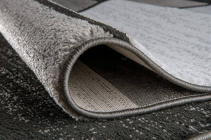 Contemporary Modern Boxes Grey Area Rug Runner 2' x 7' 2"