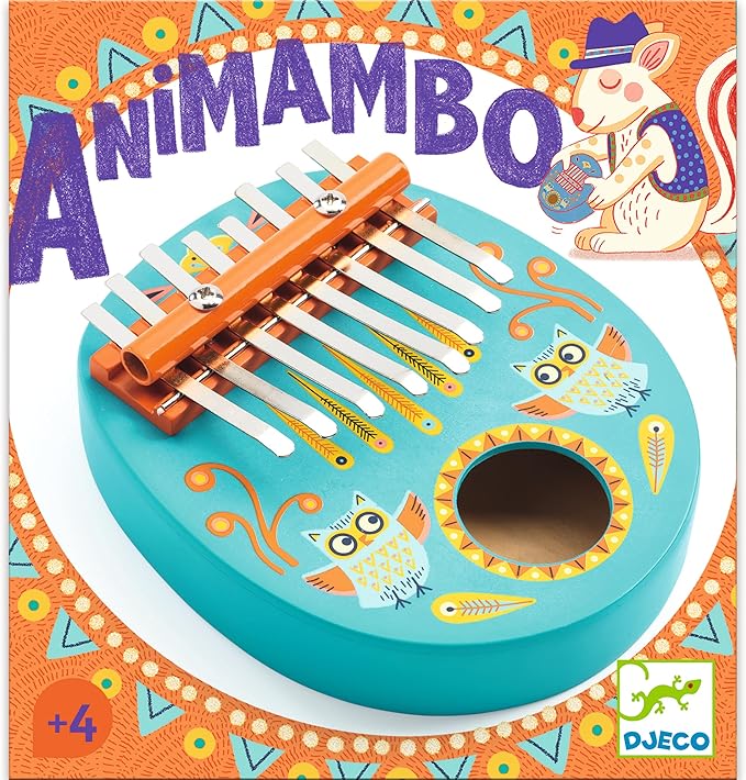 DJECO Animambo Kalimba - Safe Music Instrument for Kids, Cute Educational Toddler Musical Toy for Motor Skills, Creativity, Imagination & Rythym - Toys for 4+ Years Girls & Boys